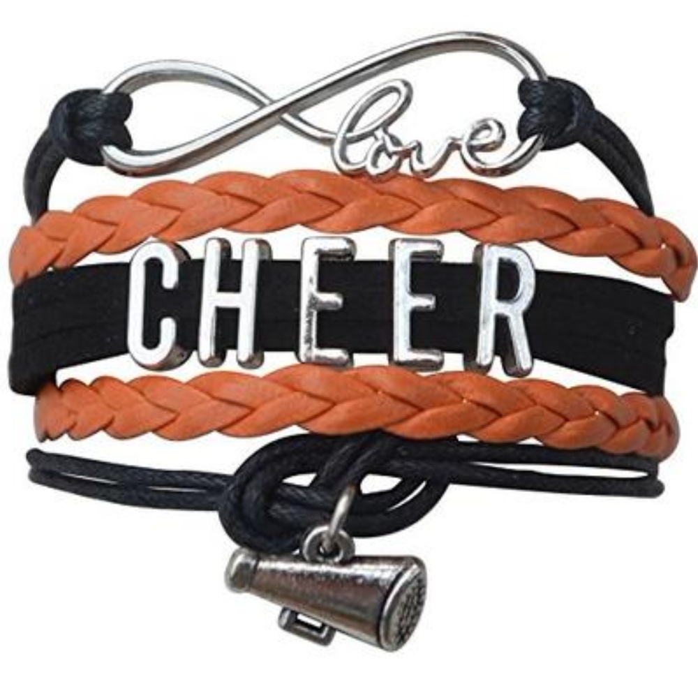 Girls Cheer Bracelet - Black & Orange